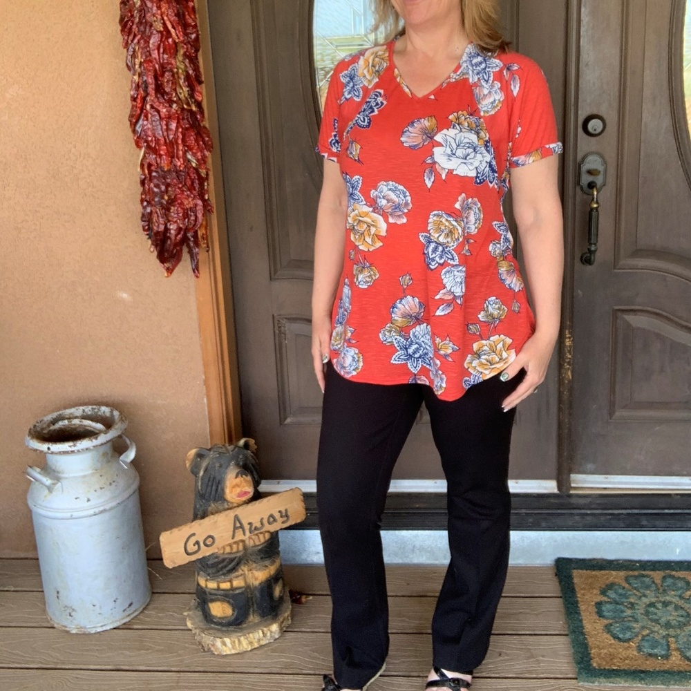 Love Top Red/Ivory Floral